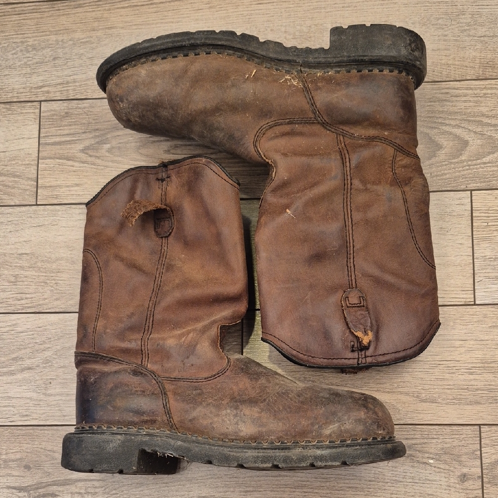 RED WING Pecos USA Brown Distressed Leather Sz 8 EE Mens Western Work Boots 4436